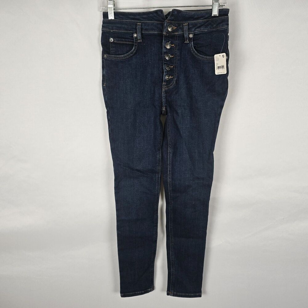 Free People Jeans Women's 27 Tulsa Blue Skyline Skinny Dark Wash Button Fly NWT